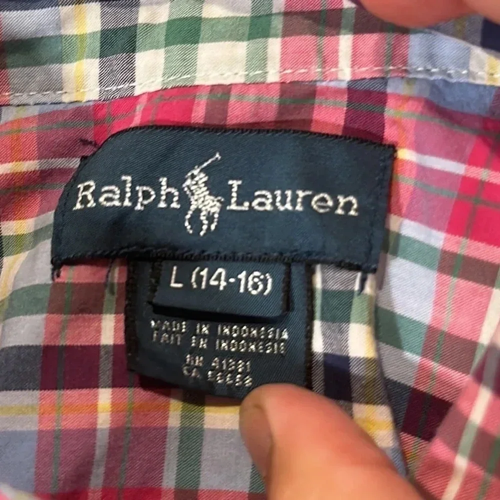boys Ralph Lauren plaid button down shirt size large 14/16